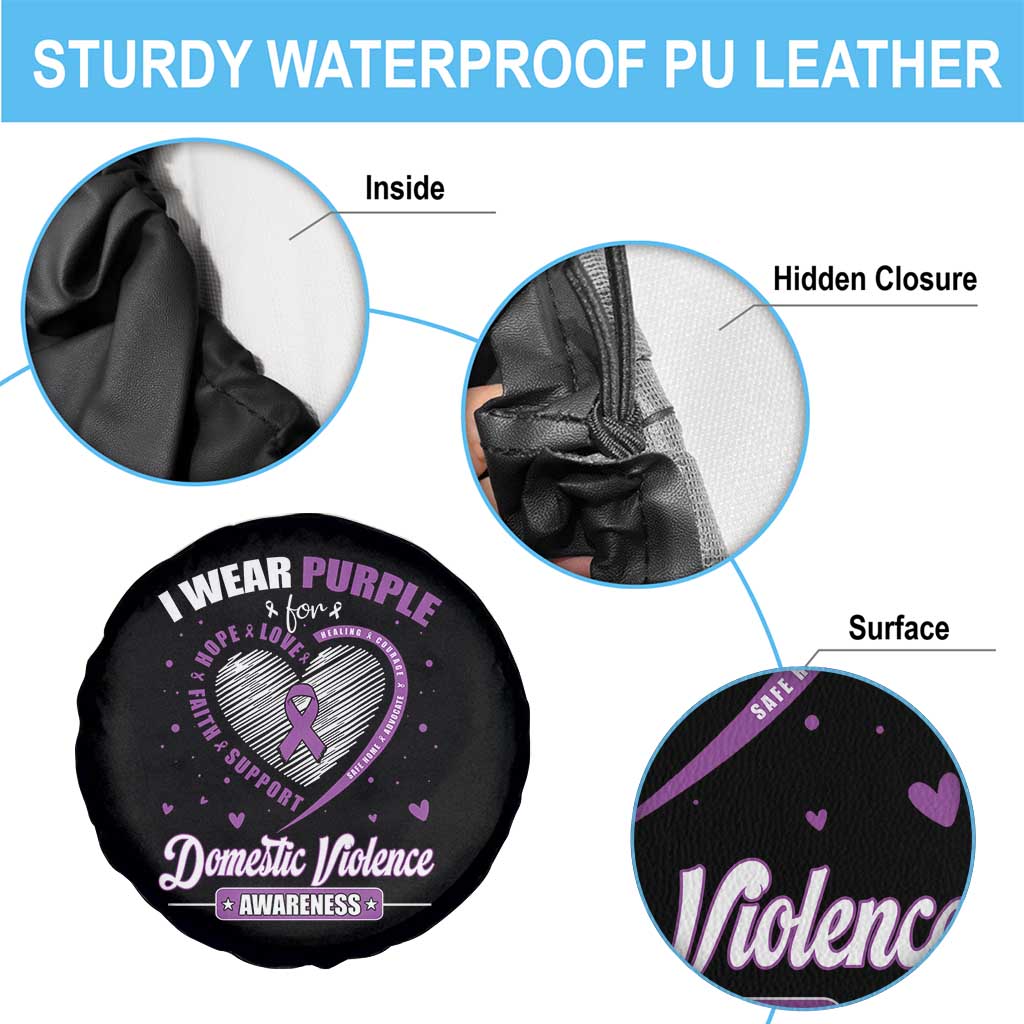 Domestic Violence Awareness Spare Tire Cover Purple Ribbon Support Survivor TS10 Print Your Wear