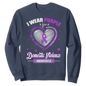 Domestic Violence Awareness Sweatshirt Purple Ribbon Support Survivor TS10 Navy Print Your Wear