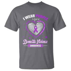 Domestic Violence Awareness T Shirt Purple Ribbon Support Survivor TS10 Charcoal Print Your Wear