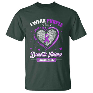 Domestic Violence Awareness T Shirt Purple Ribbon Support Survivor TS10 Dark Forest Green Print Your Wear