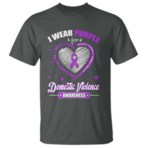 Domestic Violence Awareness T Shirt Purple Ribbon Support Survivor TS10 Dark Heather Print Your Wear