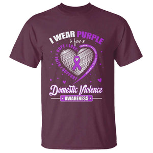 Domestic Violence Awareness T Shirt Purple Ribbon Support Survivor TS10 Maroon Print Your Wear