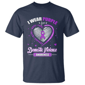 Domestic Violence Awareness T Shirt Purple Ribbon Support Survivor TS10 Navy Print Your Wear