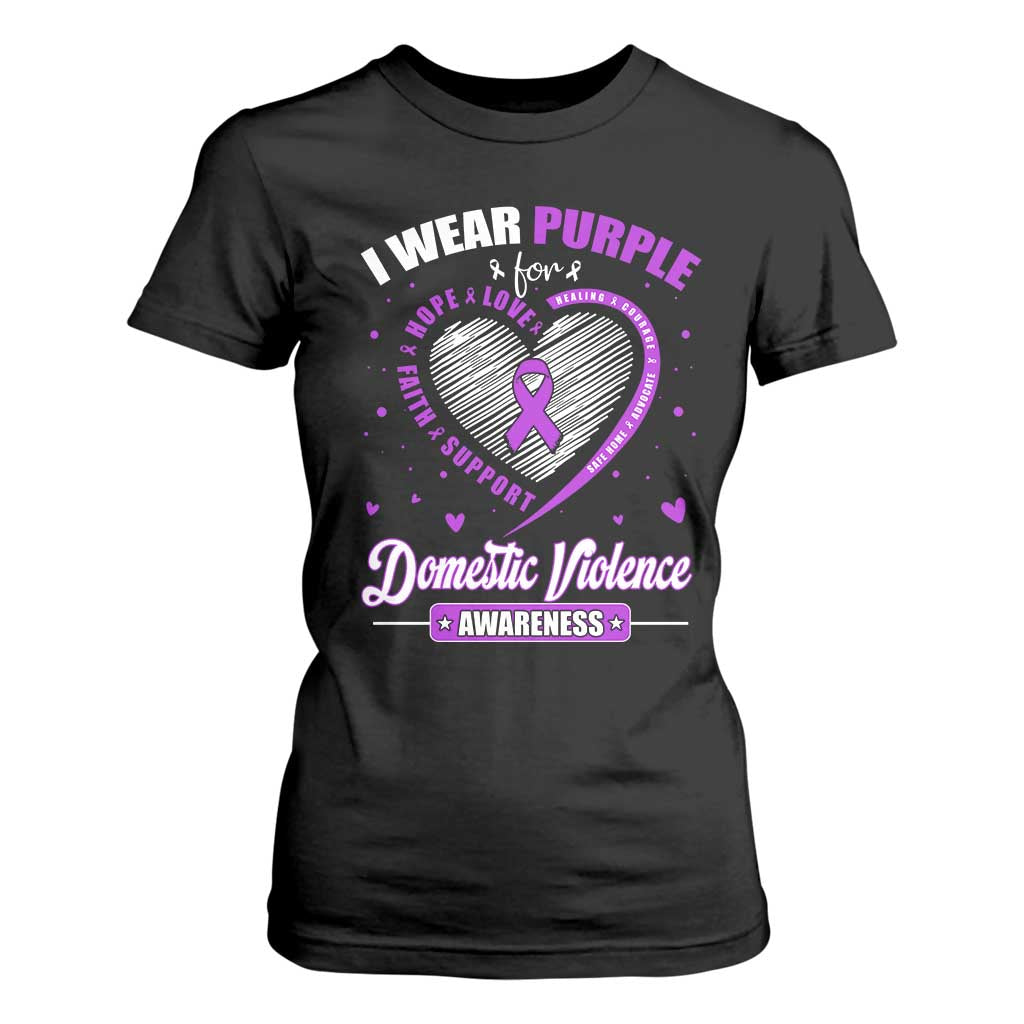 Domestic Violence Awareness T Shirt For Women Purple Ribbon Support Survivor TS10 Black Print Your Wear