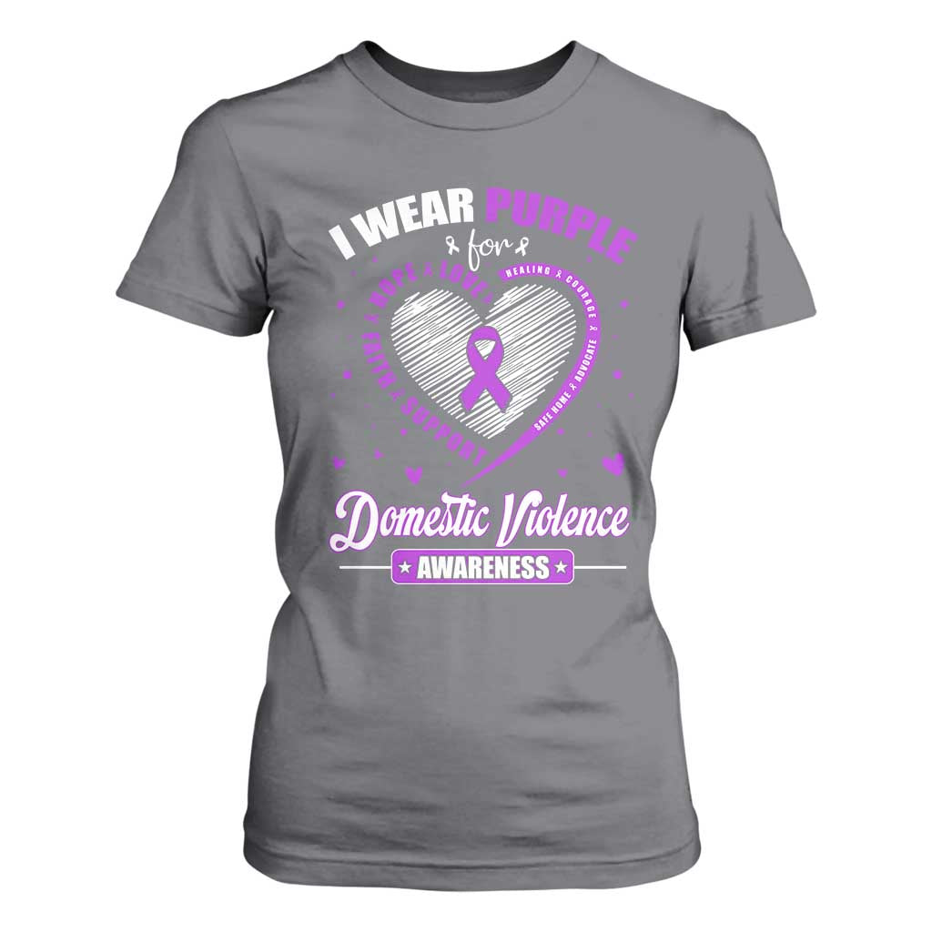Domestic Violence Awareness T Shirt For Women Purple Ribbon Support Survivor TS10 Charcoal Print Your Wear