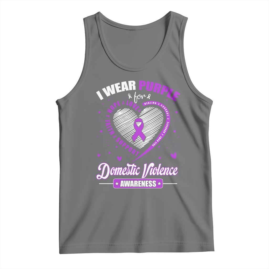 Domestic Violence Awareness Tank Top Purple Ribbon Support Survivor TS10 Black Heather Print Your Wear