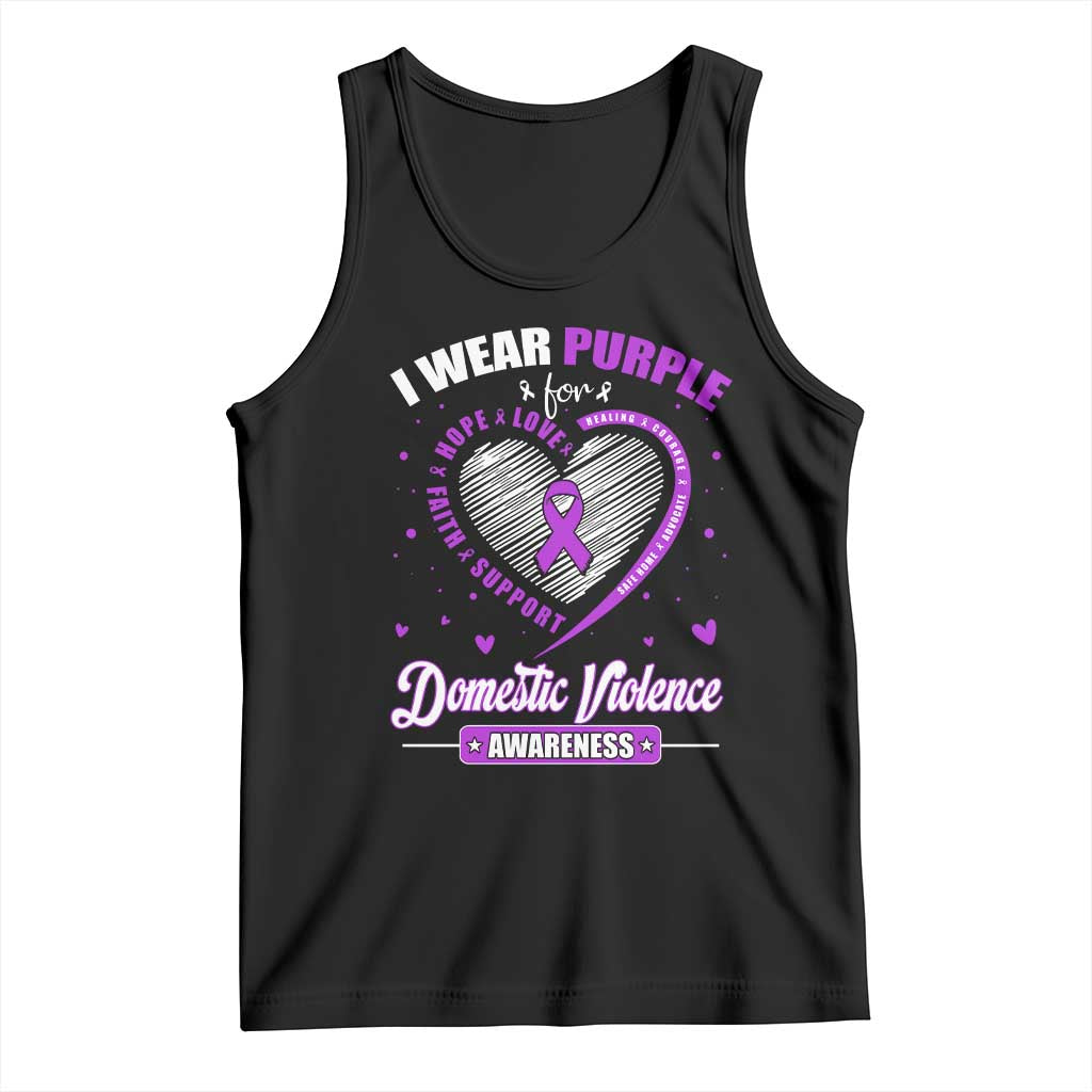 Domestic Violence Awareness Tank Top Purple Ribbon Support Survivor TS10 Black Print Your Wear