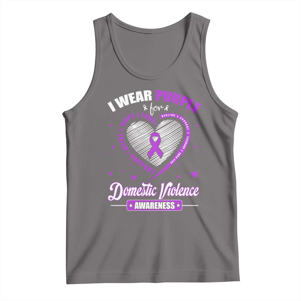 Domestic Violence Awareness Tank Top Purple Ribbon Support Survivor TS10 Deep Heather Print Your Wear