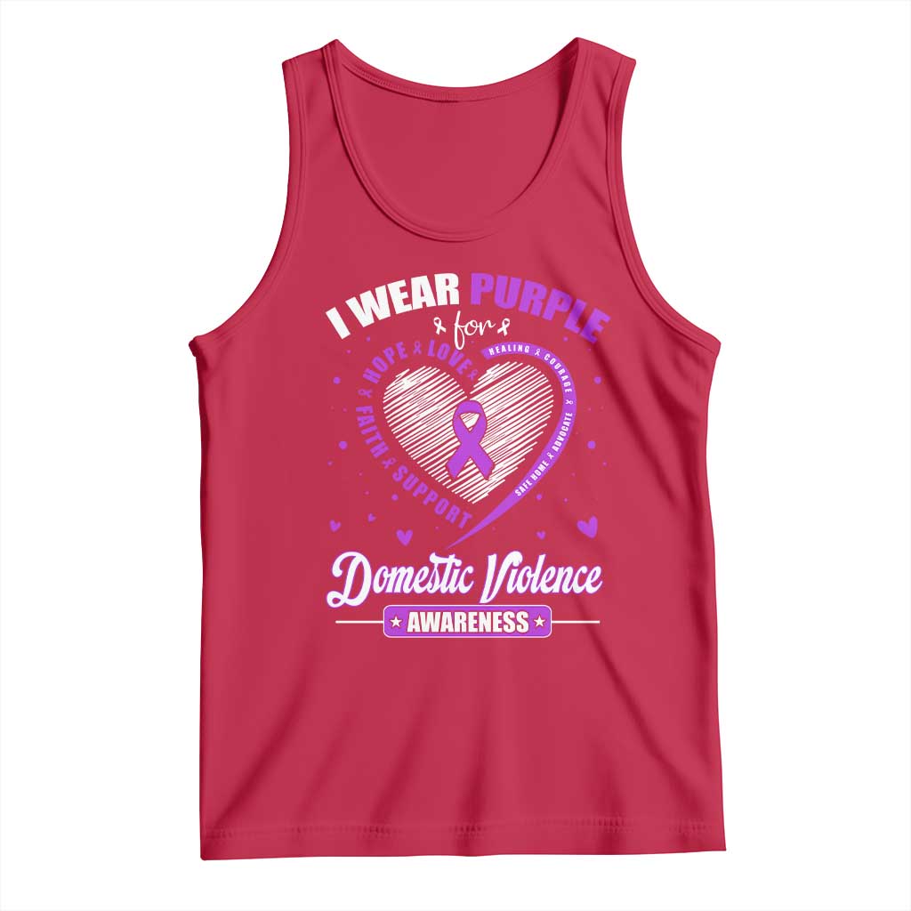 Domestic Violence Awareness Tank Top Purple Ribbon Support Survivor TS10 Red Print Your Wear