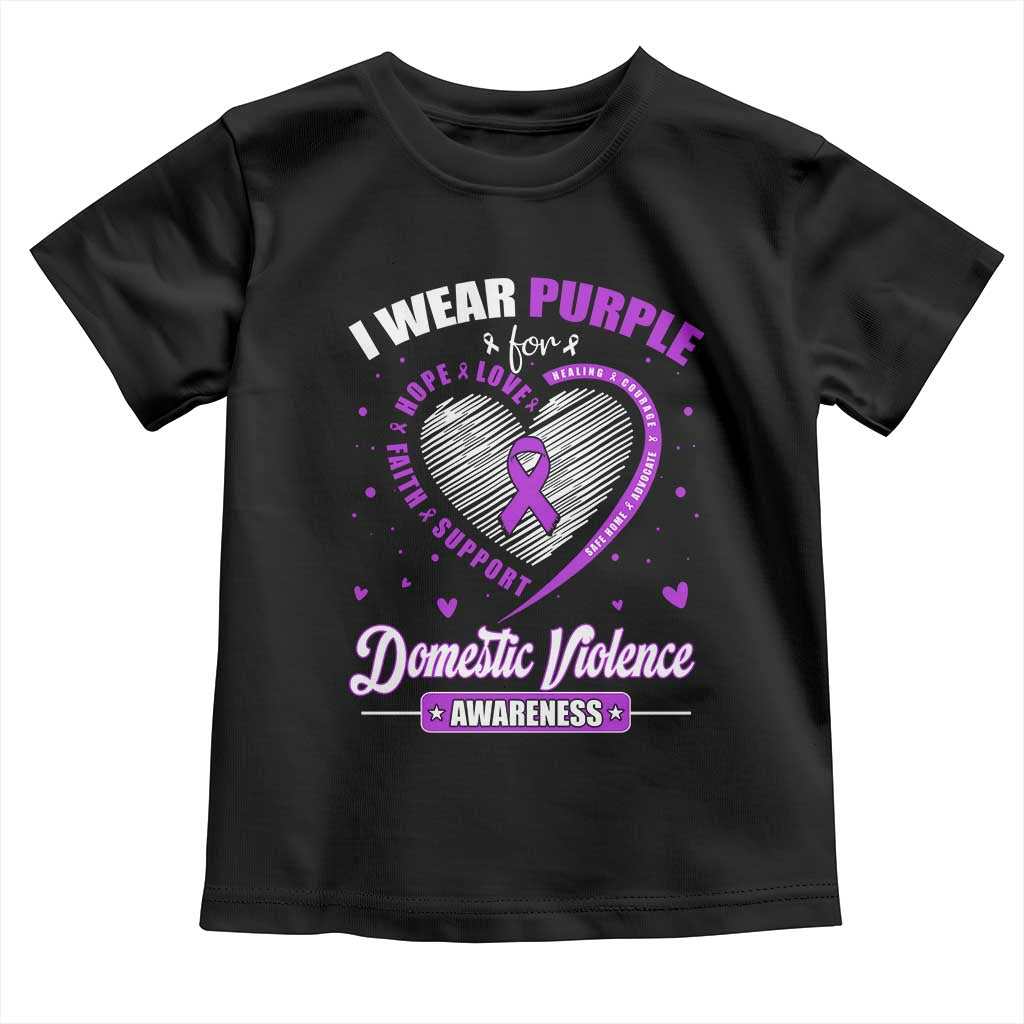 Domestic Violence Awareness Toddler T Shirt Purple Ribbon Support Survivor TS10 Black Print Your Wear