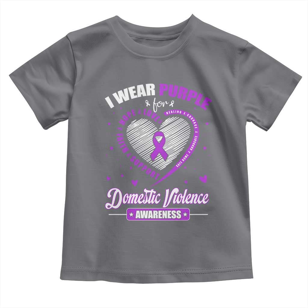 Domestic Violence Awareness Toddler T Shirt Purple Ribbon Support Survivor TS10 Charcoal Print Your Wear
