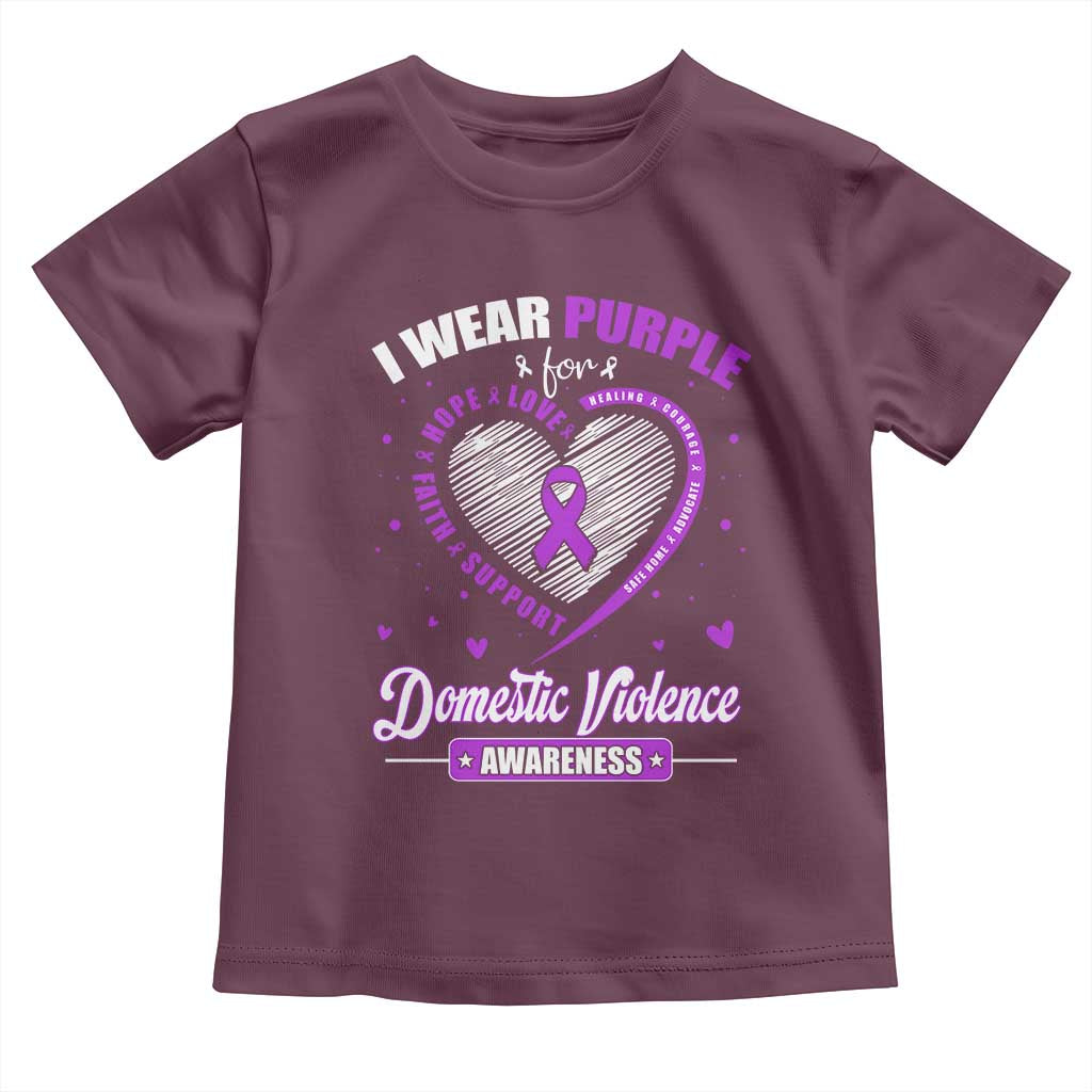 Domestic Violence Awareness Toddler T Shirt Purple Ribbon Support Survivor TS10 Maroon Print Your Wear