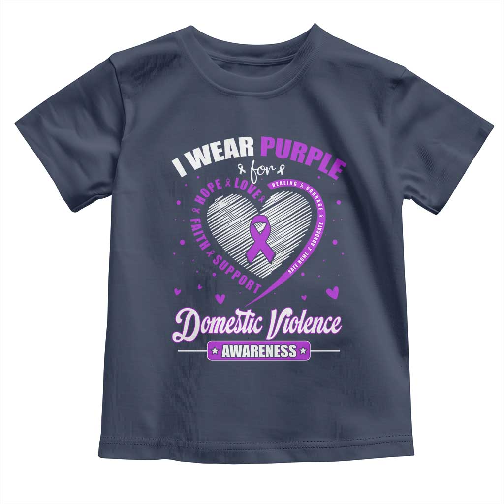 Domestic Violence Awareness Toddler T Shirt Purple Ribbon Support Survivor TS10 Navy Print Your Wear