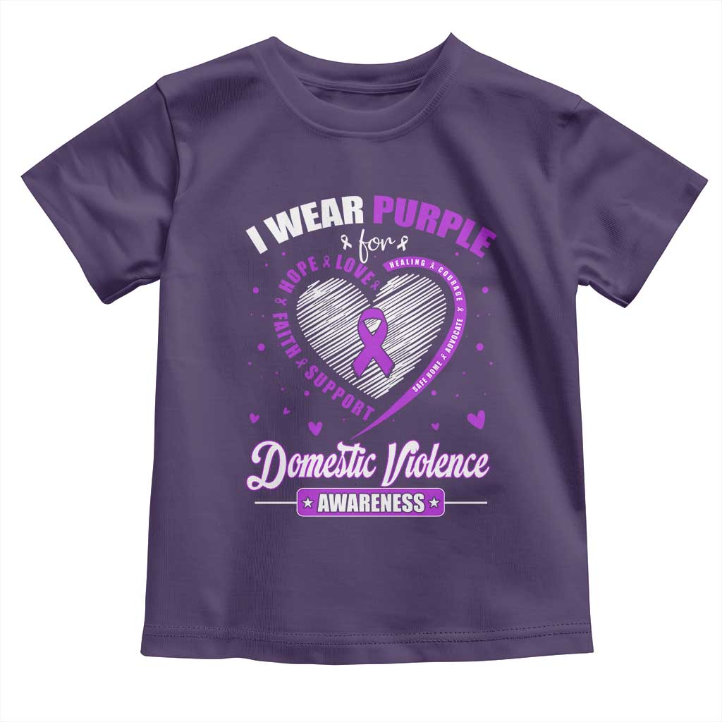 Domestic Violence Awareness Toddler T Shirt Purple Ribbon Support Survivor TS10 Purple Print Your Wear