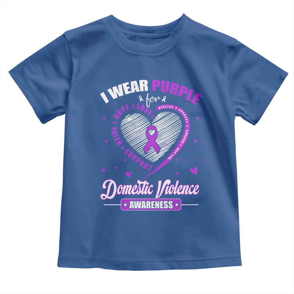 Domestic Violence Awareness Toddler T Shirt Purple Ribbon Support Survivor TS10 Royal Blue Print Your Wear