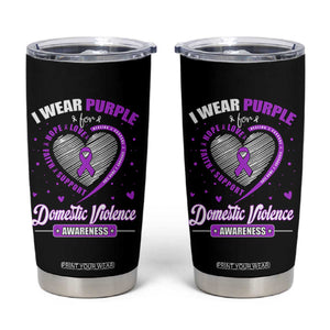 Domestic Violence Awareness Tumbler Cup Purple Ribbon Support Survivor TS10 Black Print Your Wear