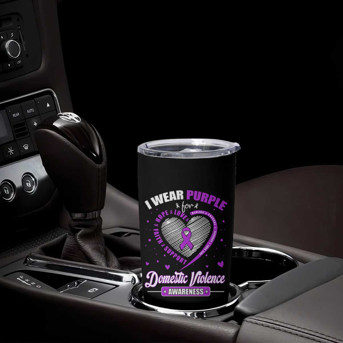 Domestic Violence Awareness Tumbler Cup Purple Ribbon Support Survivor TS10 Print Your Wear