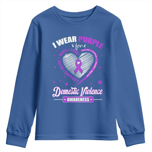Domestic Violence Awareness Youth Sweatshirt Purple Ribbon Support Survivor TS10 Royal Blue Print Your Wear