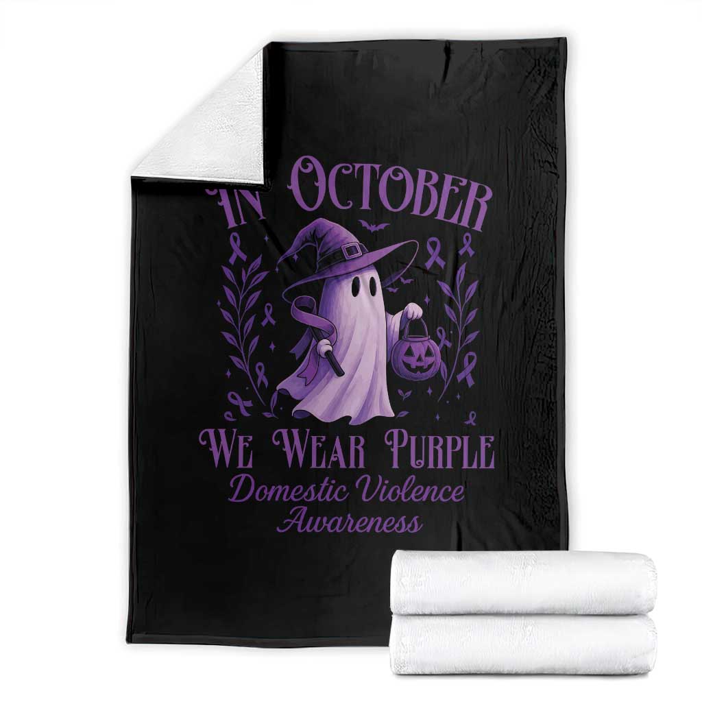 Domestic Violence Awareness Throw Blanket Halloween October Wear Purple Ghost TS10 Black Print Your Wear