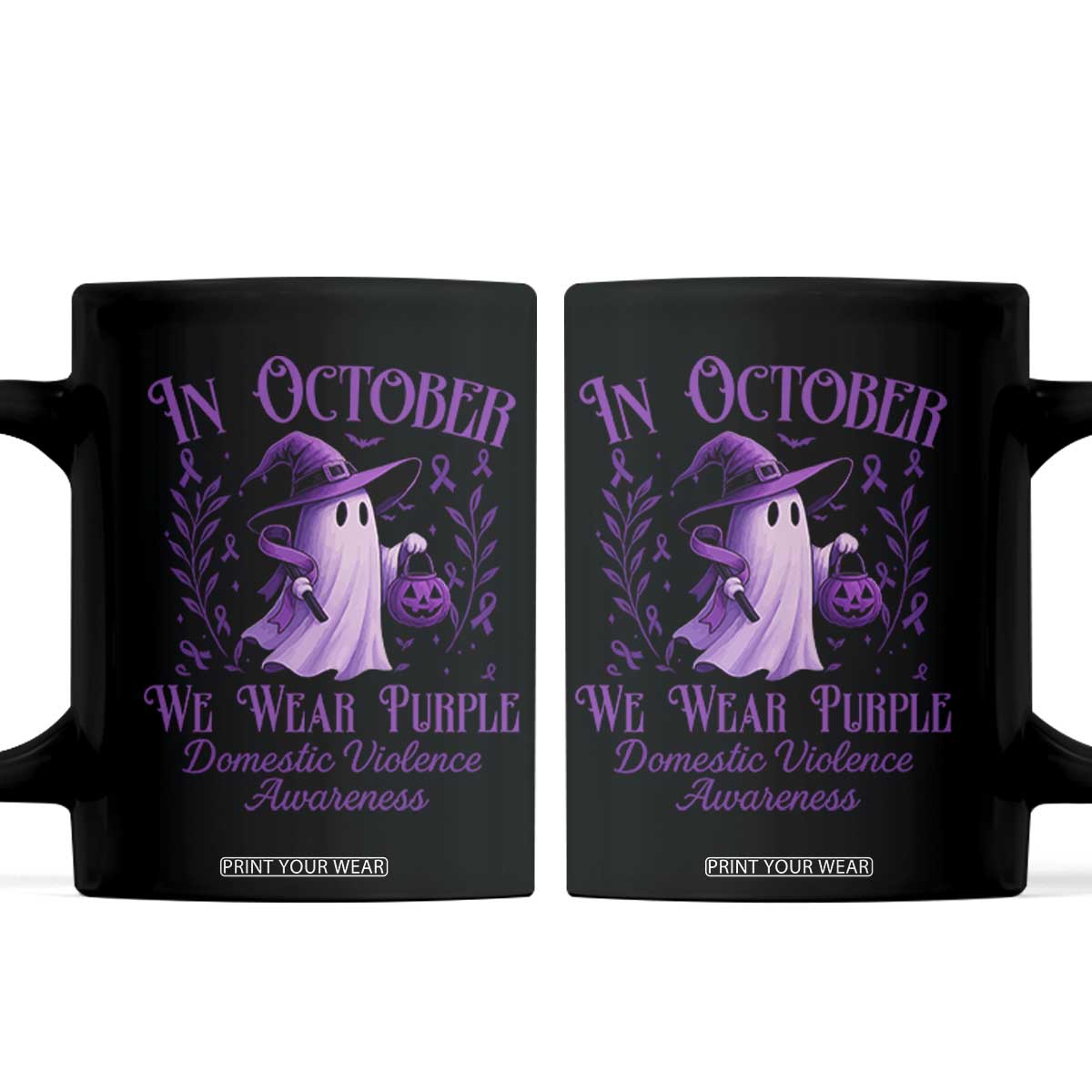 Domestic Violence Awareness Coffee Mug Halloween October Wear Purple Ghost TS10 Black Print Your Wear