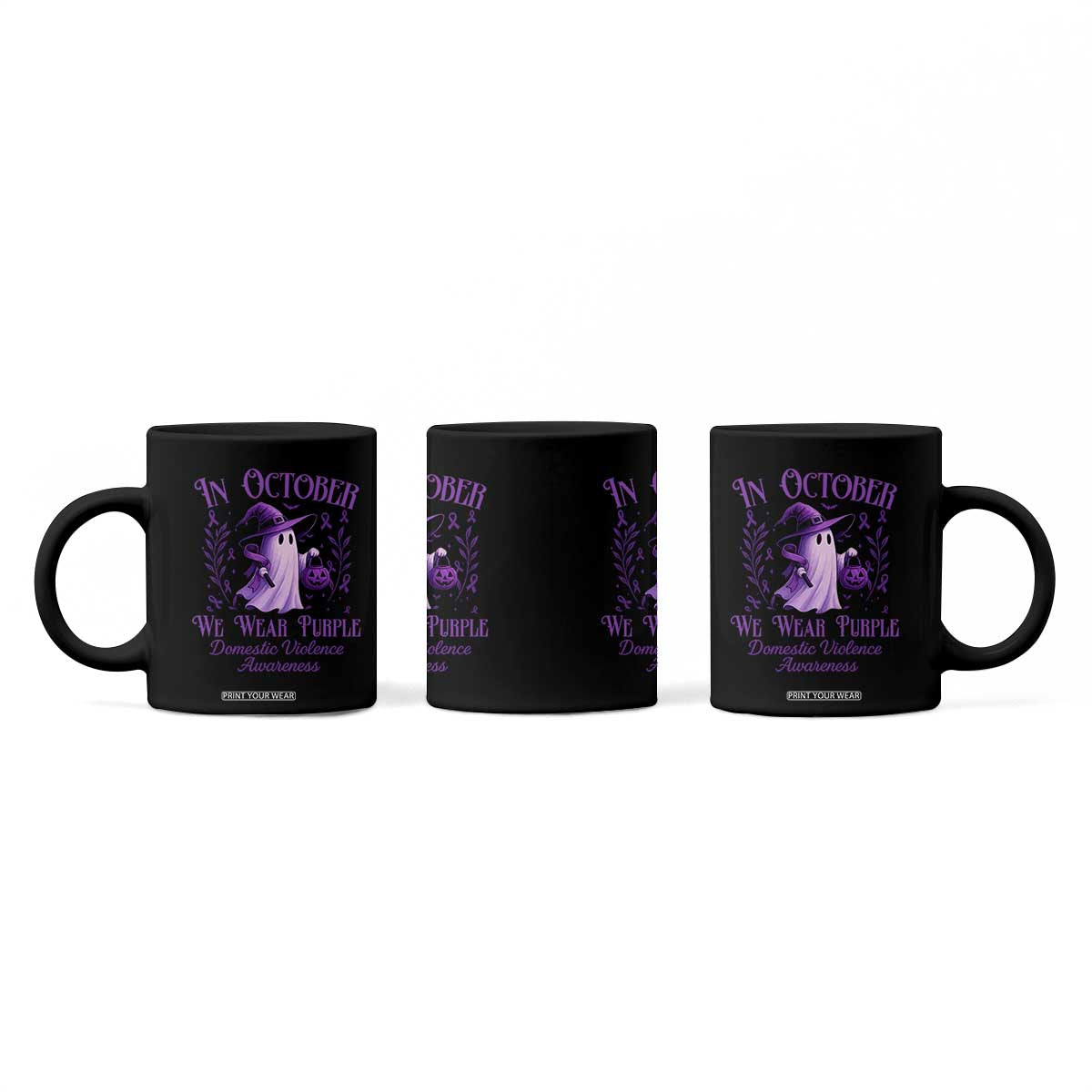 Domestic Violence Awareness Coffee Mug Halloween October Wear Purple Ghost TS10 Print Your Wear