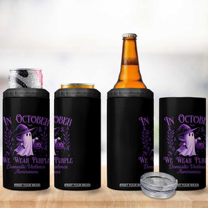 Domestic Violence Awareness 4 in 1 Can Cooler Tumbler Halloween October Wear Purple Ghost TS10 Print Your Wear
