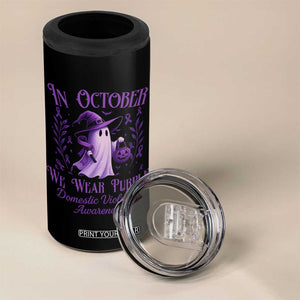 Domestic Violence Awareness 4 in 1 Can Cooler Tumbler Halloween October Wear Purple Ghost TS10 Print Your Wear