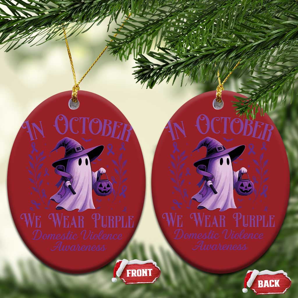 Domestic Violence Awareness Christmas Ornament Halloween October Wear Purple Ghost TS10 Oval Red Print Your Wear