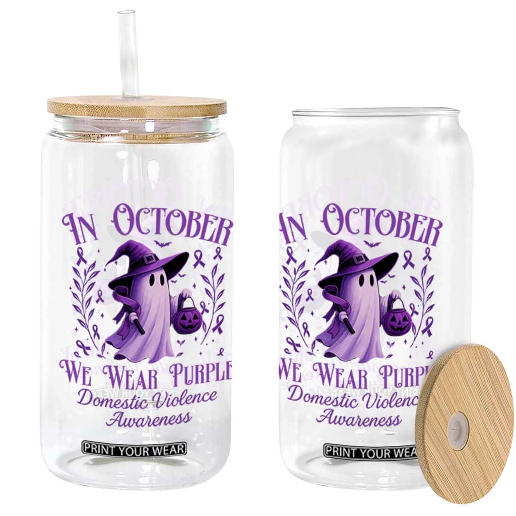Domestic Violence Awareness Glass Can Halloween October Wear Purple Ghost TS10 Print Your Wear