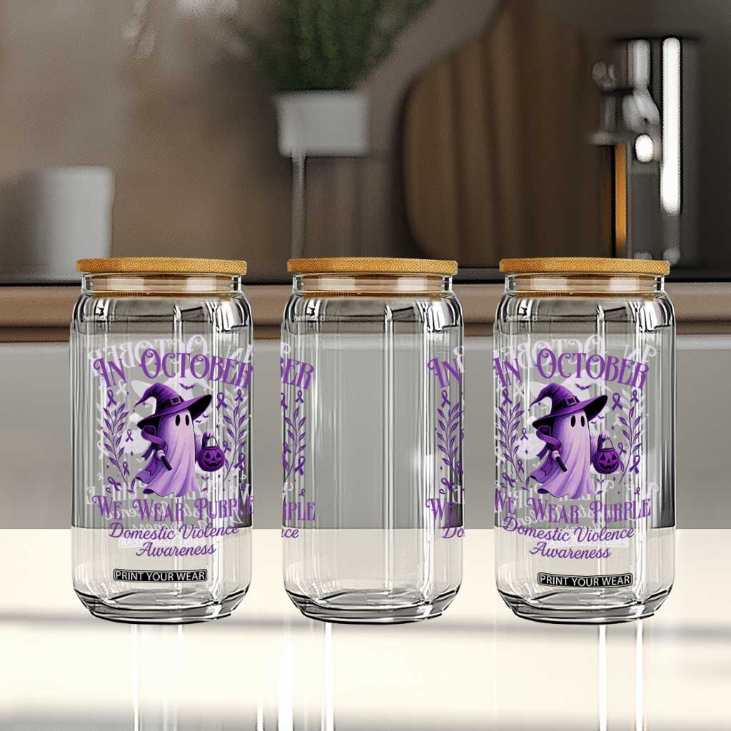 Domestic Violence Awareness Glass Can Halloween October Wear Purple Ghost TS10 Print Your Wear