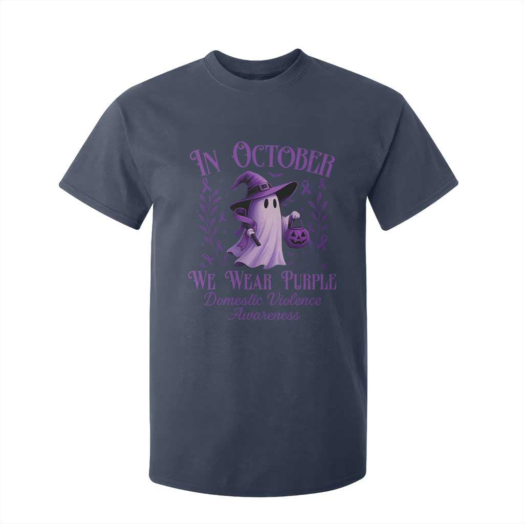 Domestic Violence Awareness T Shirt For Kid Halloween October Wear Purple Ghost TS10 Navy Print Your Wear