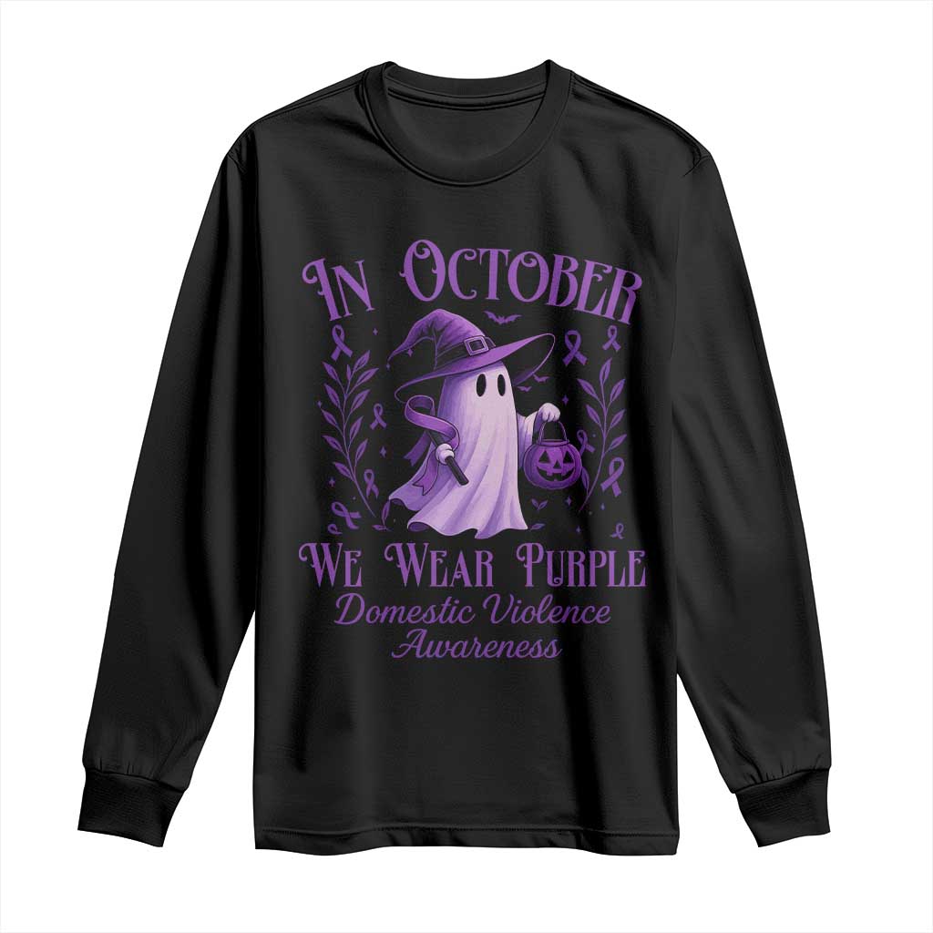Domestic Violence Awareness Long Sleeve Shirt Halloween October Wear Purple Ghost TS10 Black Print Your Wear