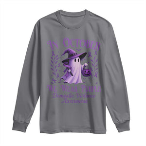 Domestic Violence Awareness Long Sleeve Shirt Halloween October Wear Purple Ghost TS10 Charcoal Print Your Wear