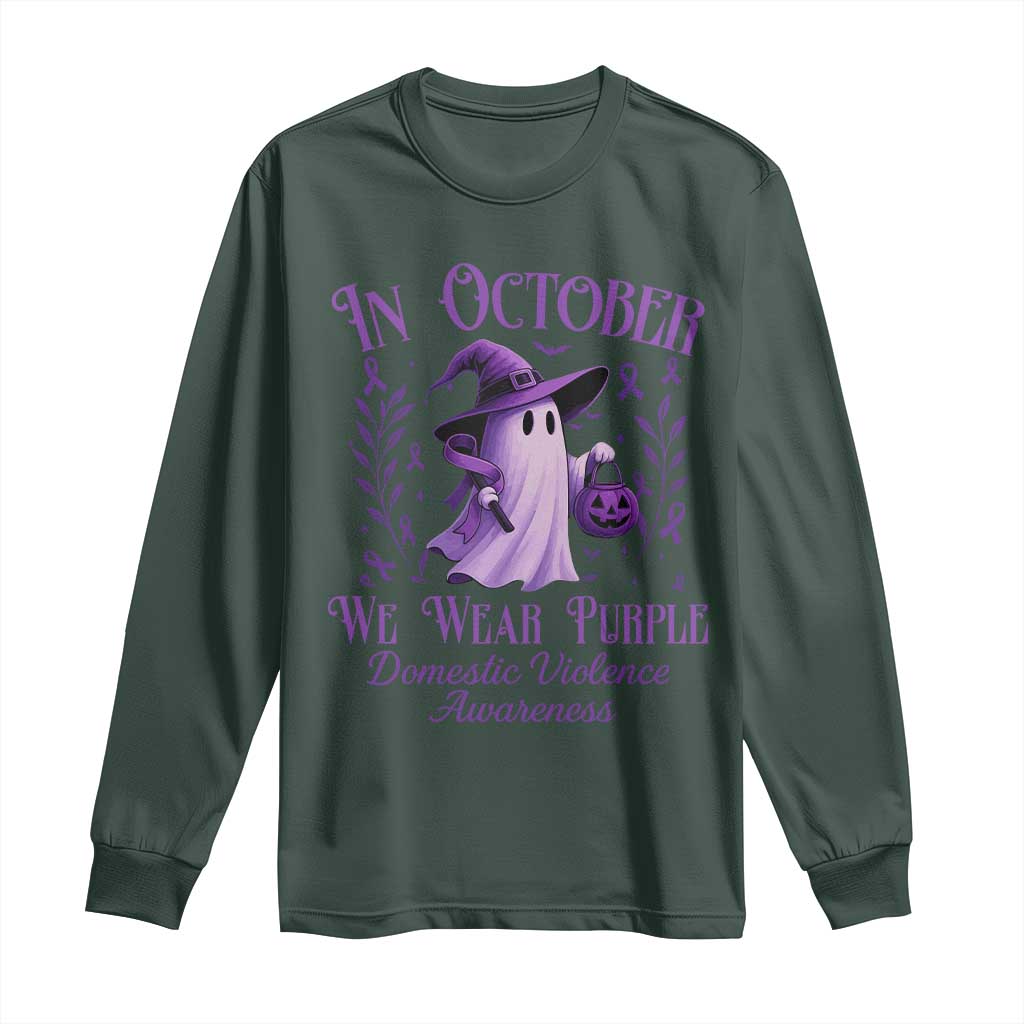 Domestic Violence Awareness Long Sleeve Shirt Halloween October Wear Purple Ghost TS10 Dark Forest Green Print Your Wear