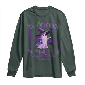 Domestic Violence Awareness Long Sleeve Shirt Halloween October Wear Purple Ghost TS10 Dark Forest Green Print Your Wear