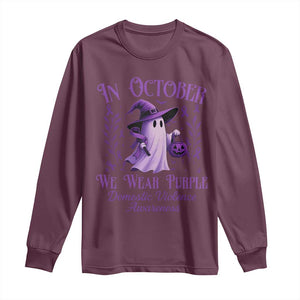 Domestic Violence Awareness Long Sleeve Shirt Halloween October Wear Purple Ghost TS10 Maroon Print Your Wear