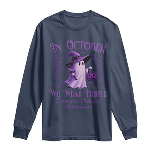 Domestic Violence Awareness Long Sleeve Shirt Halloween October Wear Purple Ghost TS10 Navy Print Your Wear