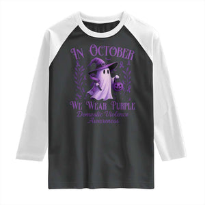 Domestic Violence Awareness Raglan Shirt Halloween October Wear Purple Ghost TS10 Black White Print Your Wear