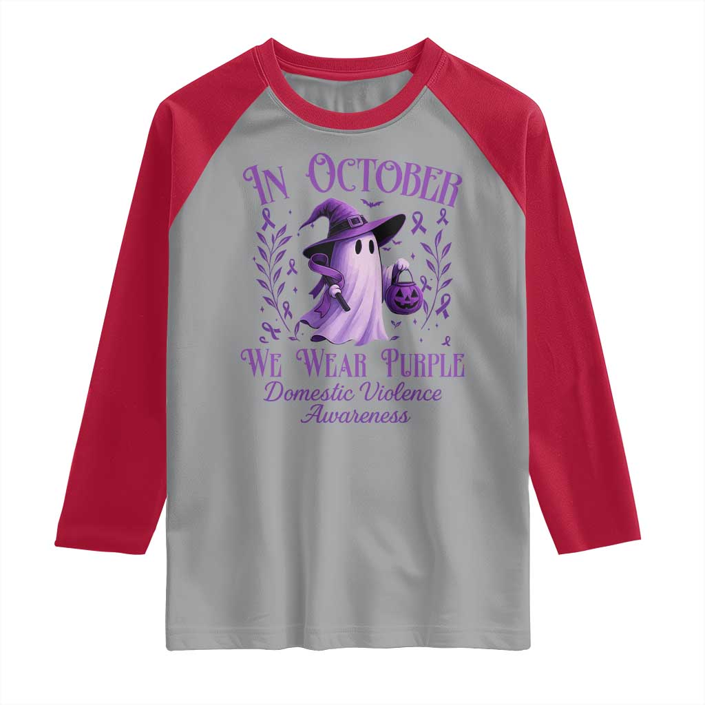 Domestic Violence Awareness Raglan Shirt Halloween October Wear Purple Ghost TS10 Sport Gray Red Print Your Wear