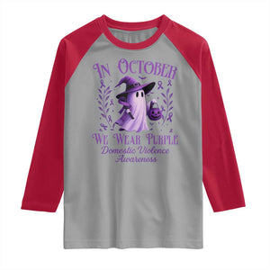 Domestic Violence Awareness Raglan Shirt Halloween October Wear Purple Ghost TS10 Sport Gray Red Print Your Wear