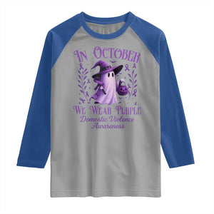 Domestic Violence Awareness Raglan Shirt Halloween October Wear Purple Ghost TS10 Sport Gray Royal Print Your Wear