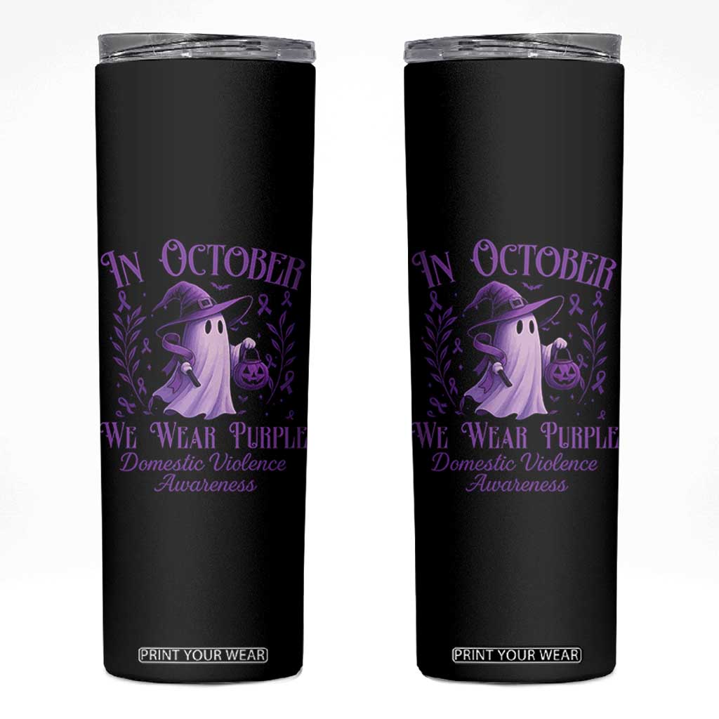 Domestic Violence Awareness Skinny Tumbler Halloween October Wear Purple Ghost TS10 Black Print Your Wear