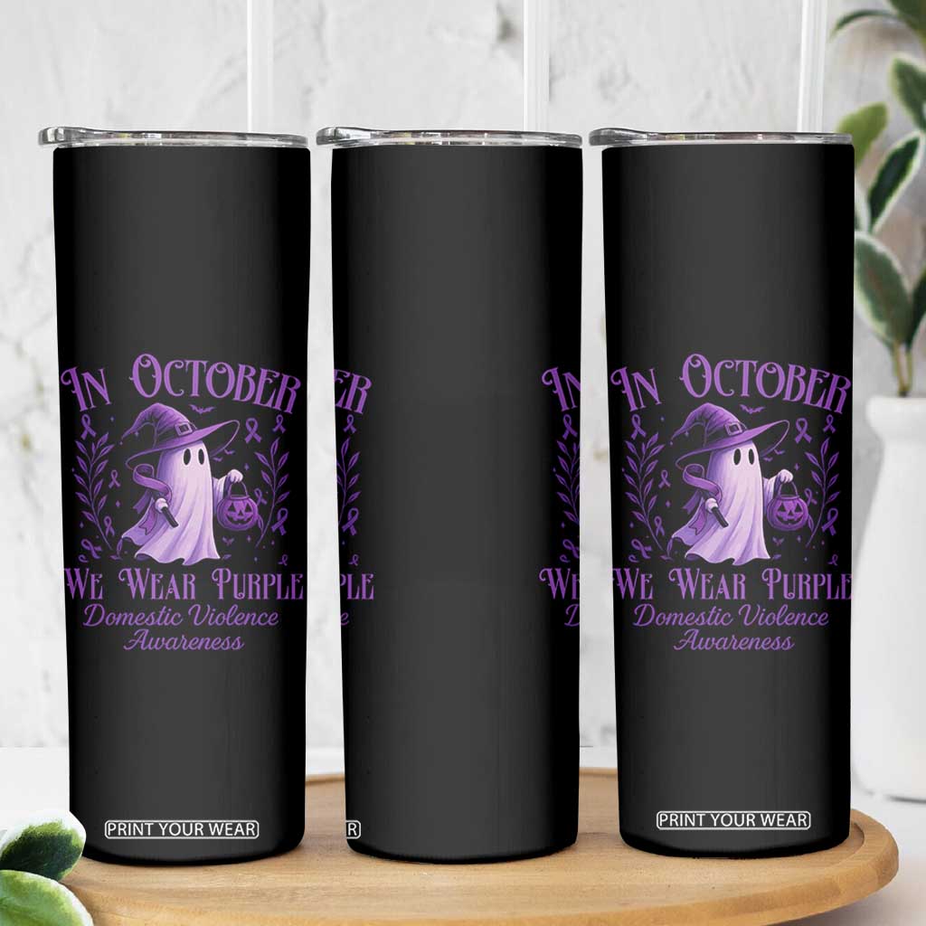 Domestic Violence Awareness Skinny Tumbler Halloween October Wear Purple Ghost TS10 Print Your Wear