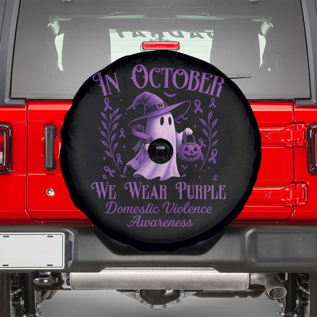 Domestic Violence Awareness Spare Tire Cover Halloween October Wear Purple Ghost TS10 Black Print Your Wear