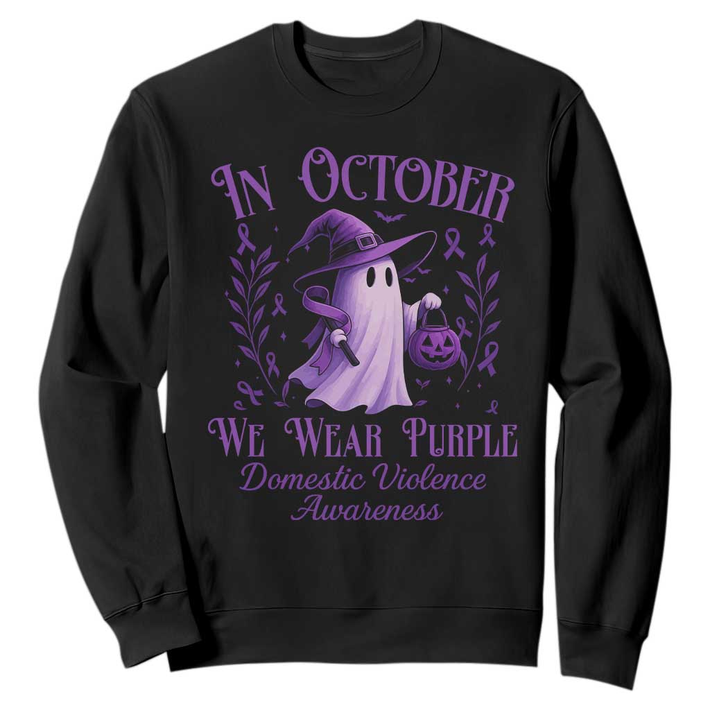 Domestic Violence Awareness Sweatshirt Halloween October Wear Purple Ghost TS10 Black Print Your Wear