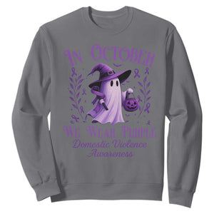 Domestic Violence Awareness Sweatshirt Halloween October Wear Purple Ghost TS10 Charcoal Print Your Wear