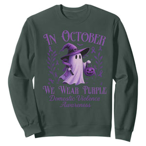 Domestic Violence Awareness Sweatshirt Halloween October Wear Purple Ghost TS10 Dark Forest Green Print Your Wear