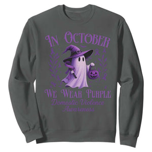 Domestic Violence Awareness Sweatshirt Halloween October Wear Purple Ghost TS10 Dark Heather Print Your Wear