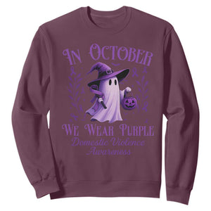 Domestic Violence Awareness Sweatshirt Halloween October Wear Purple Ghost TS10 Maroon Print Your Wear