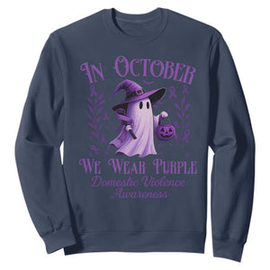 Domestic Violence Awareness Sweatshirt Halloween October Wear Purple Ghost TS10 Navy Print Your Wear